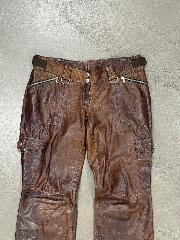 2001 Dolce & Gabbana Shepskin bondage leather trousers