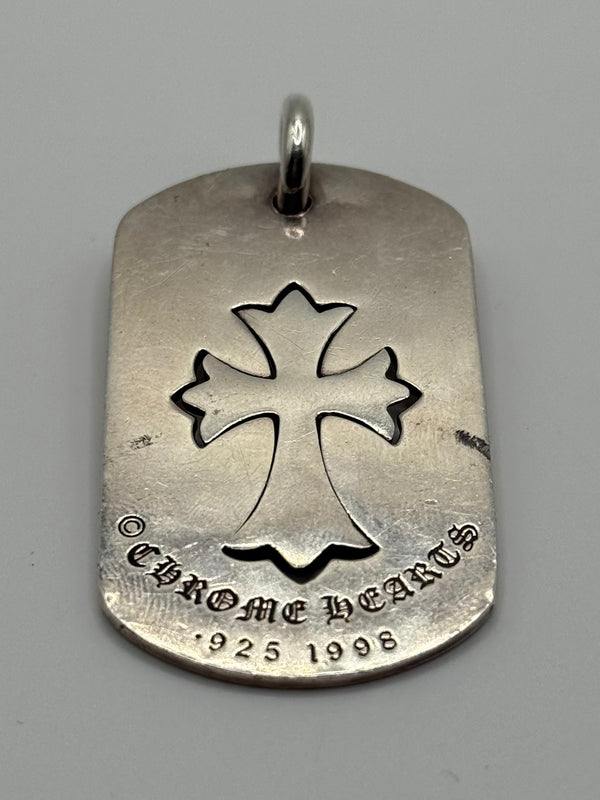 Chrome Hearts dog tag cross cutout necklace pendant
