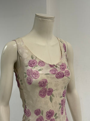 S/S1999 Christian Dior by John Galliano floral silk lace trim dress