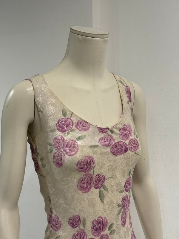 S/S1999 Christian Dior by John Galliano floral silk lace trim dress