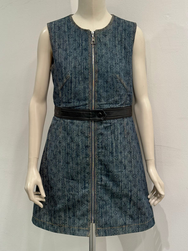 2010s Louis Vuitton monogram midi denim dress