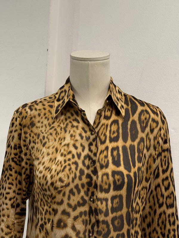 2000s Roberto Cavalli silk leopard-print Shirt