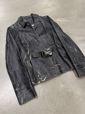 2000s Plein Sud dyed effect distressed leather jacket