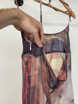 1990s D&G Botticelli birth of Venus sheer silk dress