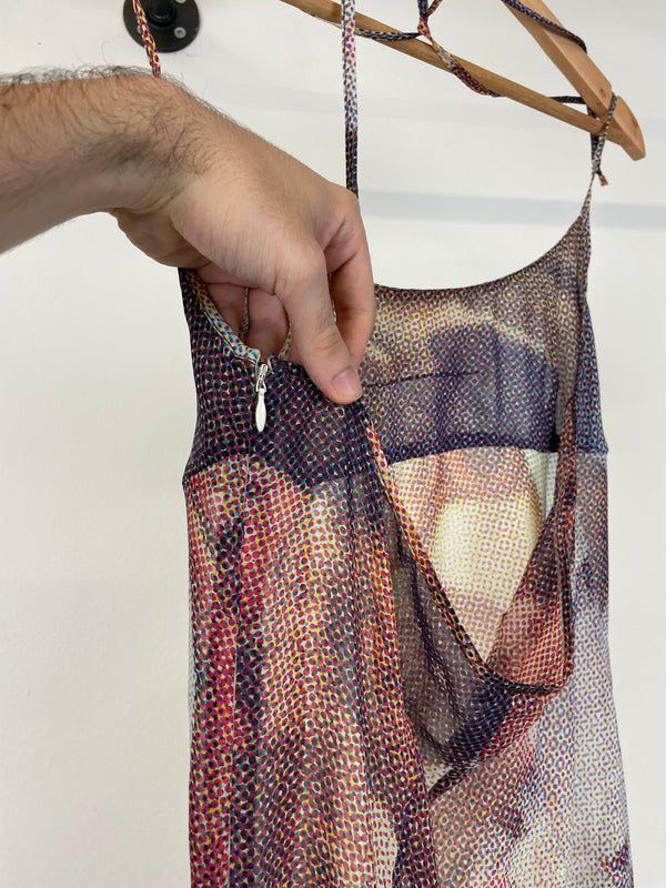 1990s D&G Botticelli birth of Venus sheer silk dress