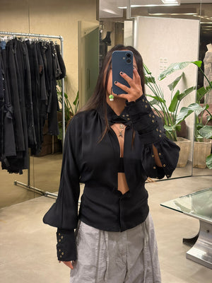A/W2003 Gucci by Tom Ford grommet choker bondage blouse