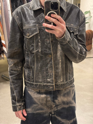 2000s Roberto Cavalli faded distressed leather jacket