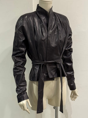 2002 Yves Saint Laurent belted leather jacket