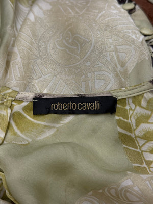 A/W2006 Roberto Cavalli dragon ruffle silk blouse top