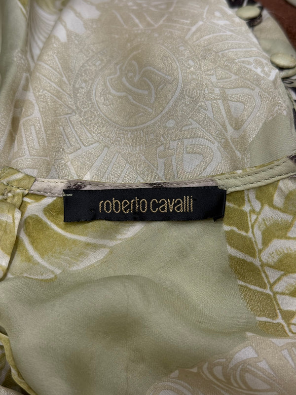 A/W2006 Roberto Cavalli dragon ruffle silk blouse top