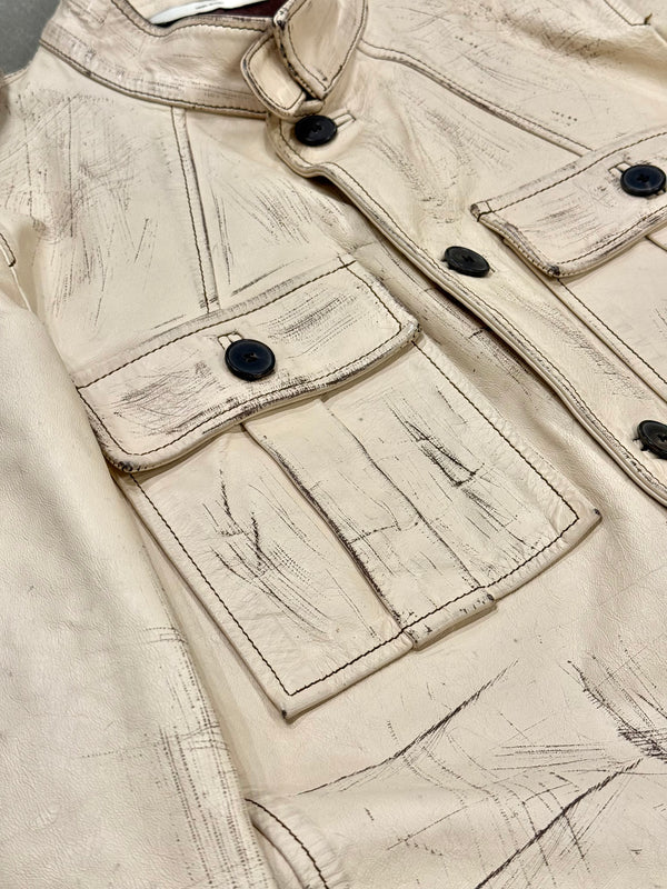 S/S2001 Yves Saint Laurent by Tom Ford M-65 distressed military leather jacket