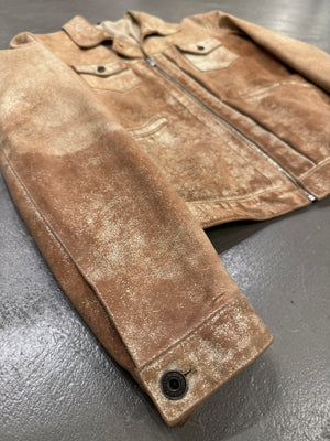 2004 Versace distressed rust cracked leather jacket