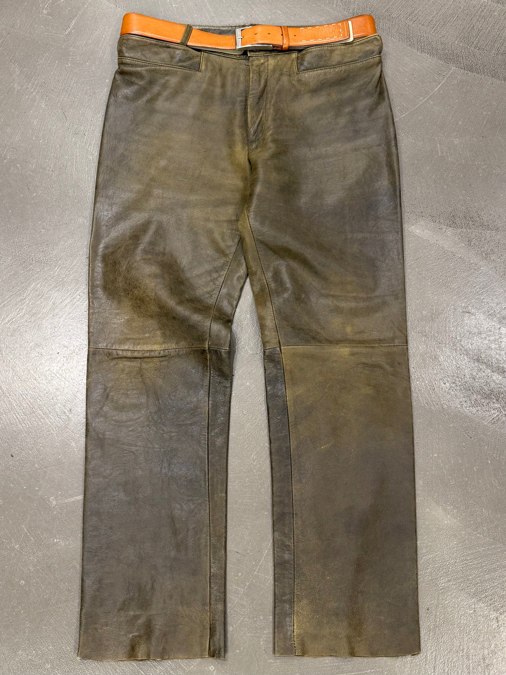 1990s Dirk Bikkembergs distressed leather belted pants