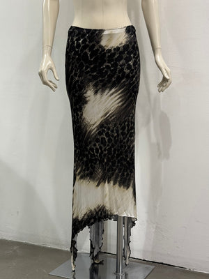 2000s Roberto Cavalli animal print draped skirt