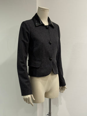 2000s Dolce & Gabbana patent collar wool jacket