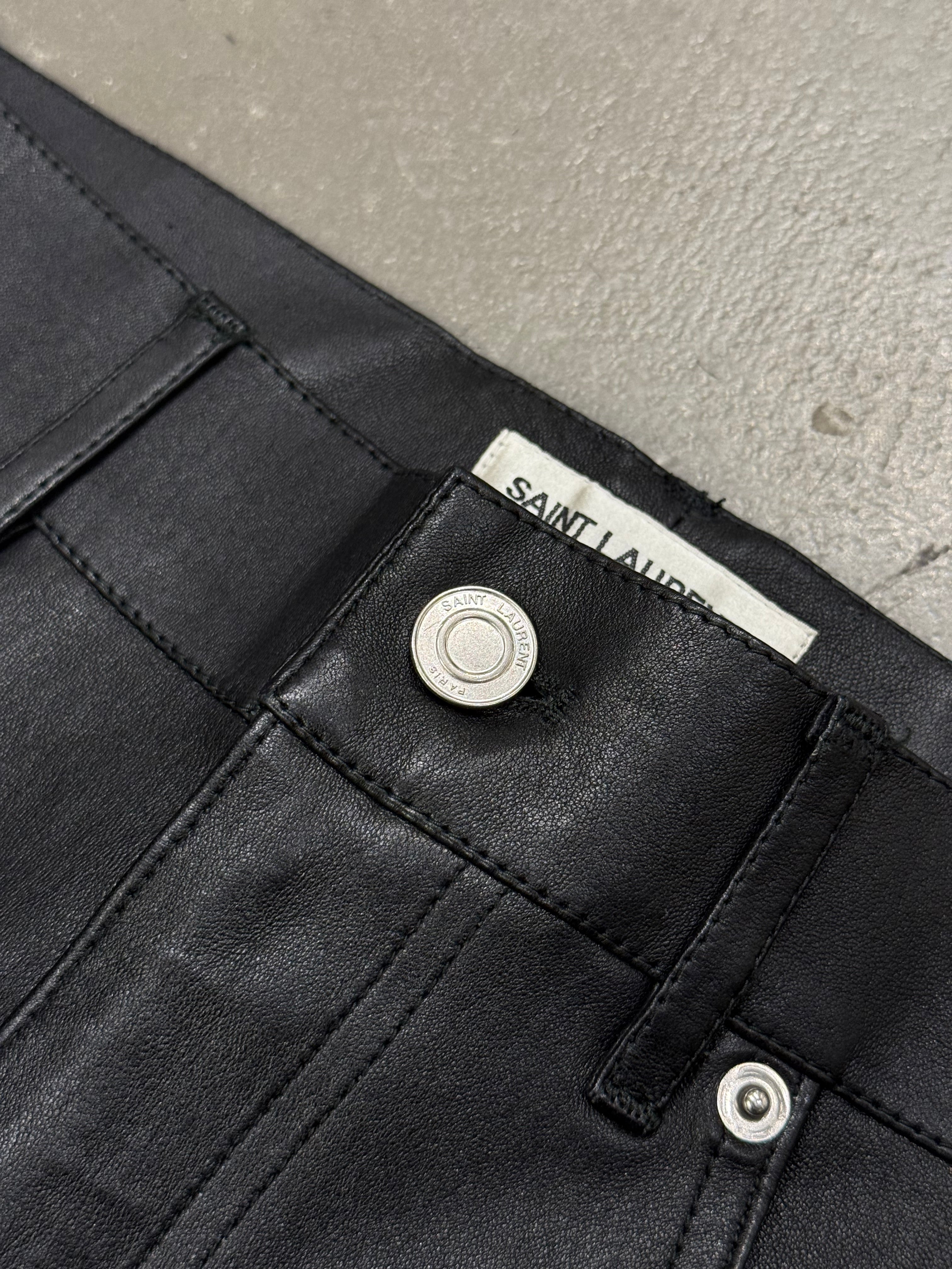 2013 Saint Laurent by Hedi Slimane stretchy leather skinny pants