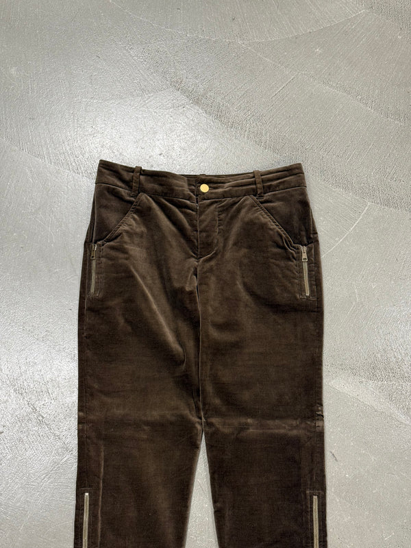 2003 Gucci by Tom Ford zipper flared velour pants