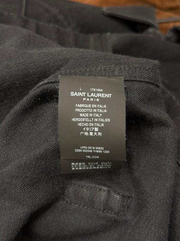 2018 Saint Laurent belted military cotton jacket