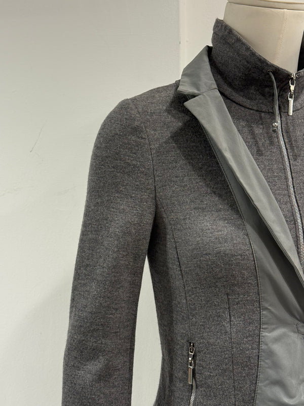 2000s Brunello Cucinelli layered wool zip blazer