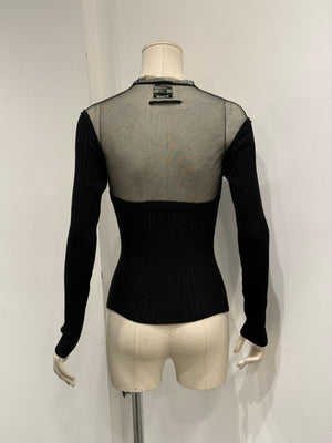 2000s Jean Paul Gaultier hybrid sheer wool top