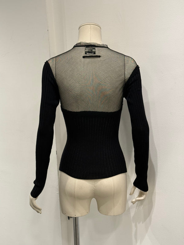 2000s Jean Paul Gaultier hybrid sheer wool top