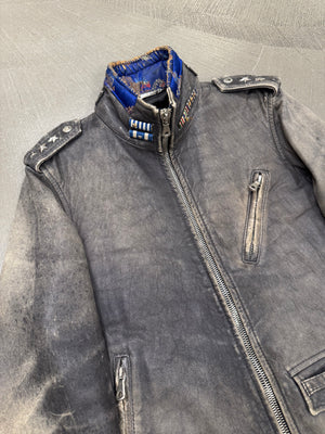 A/W2003 Dolce & Gabbana artisanal distressed sergeant leather jacket