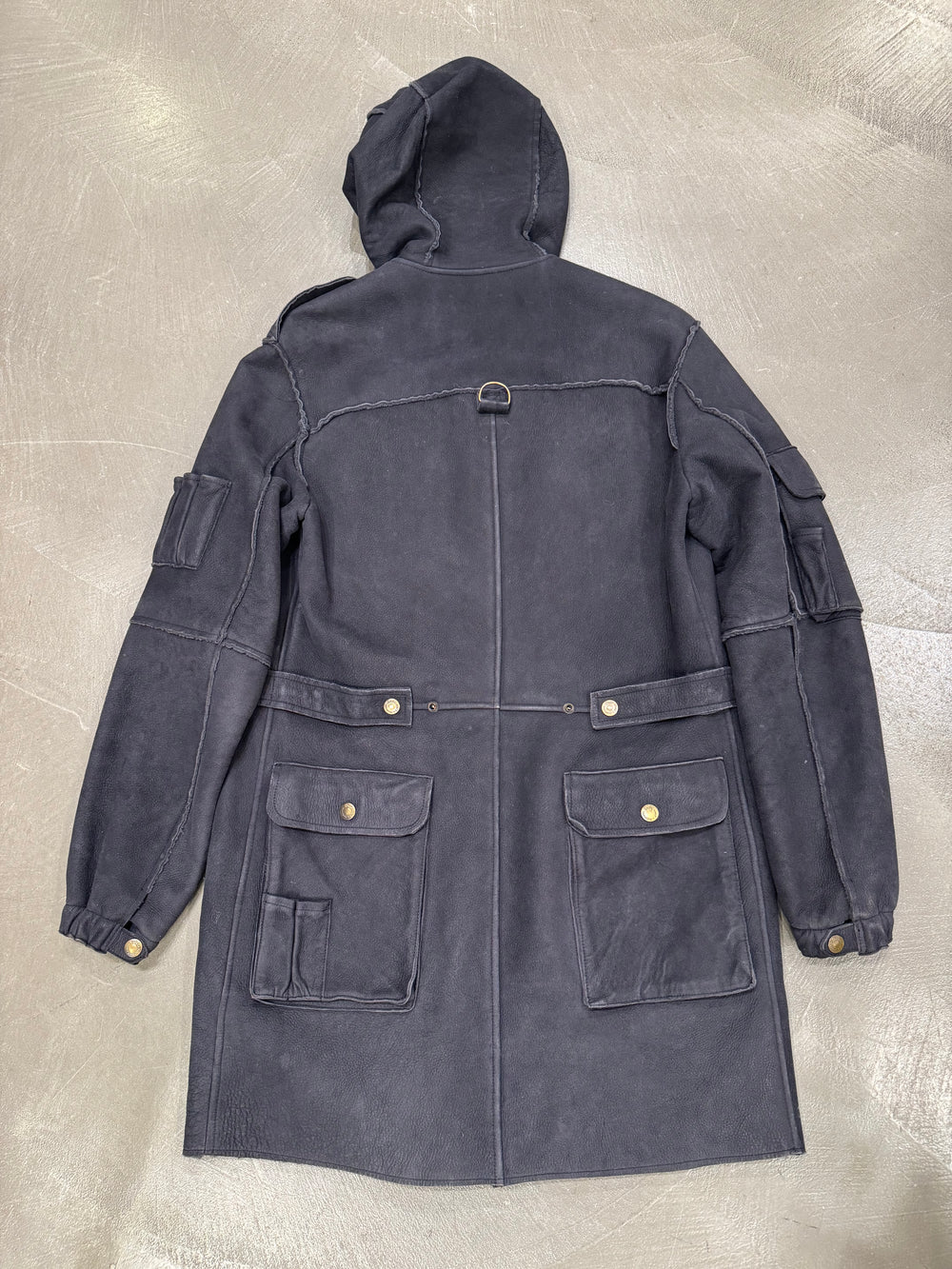 A/W2003 Dolce & Gabbana multi-pockets leather coat