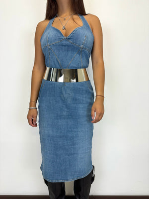 2000s Dolce & Gabbana denim midi dress