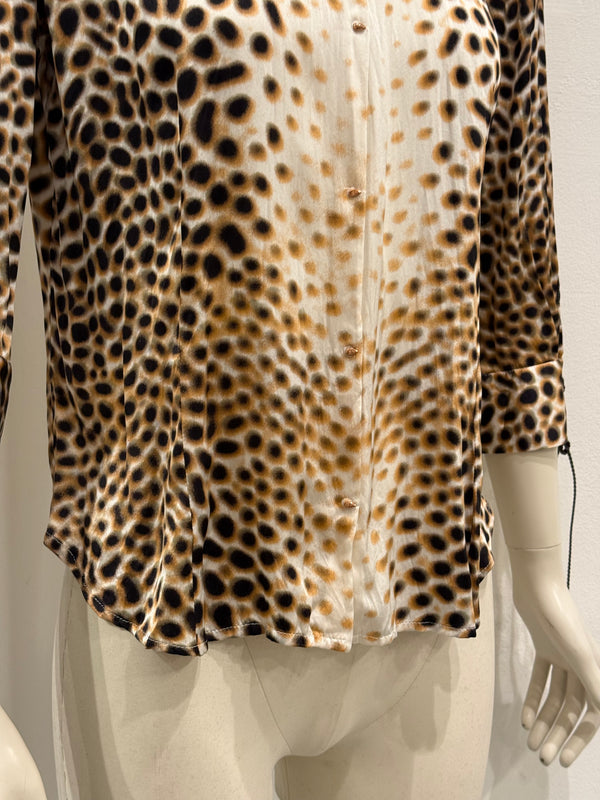 2000s Roberto Cavalli Leopard Print silk shirt