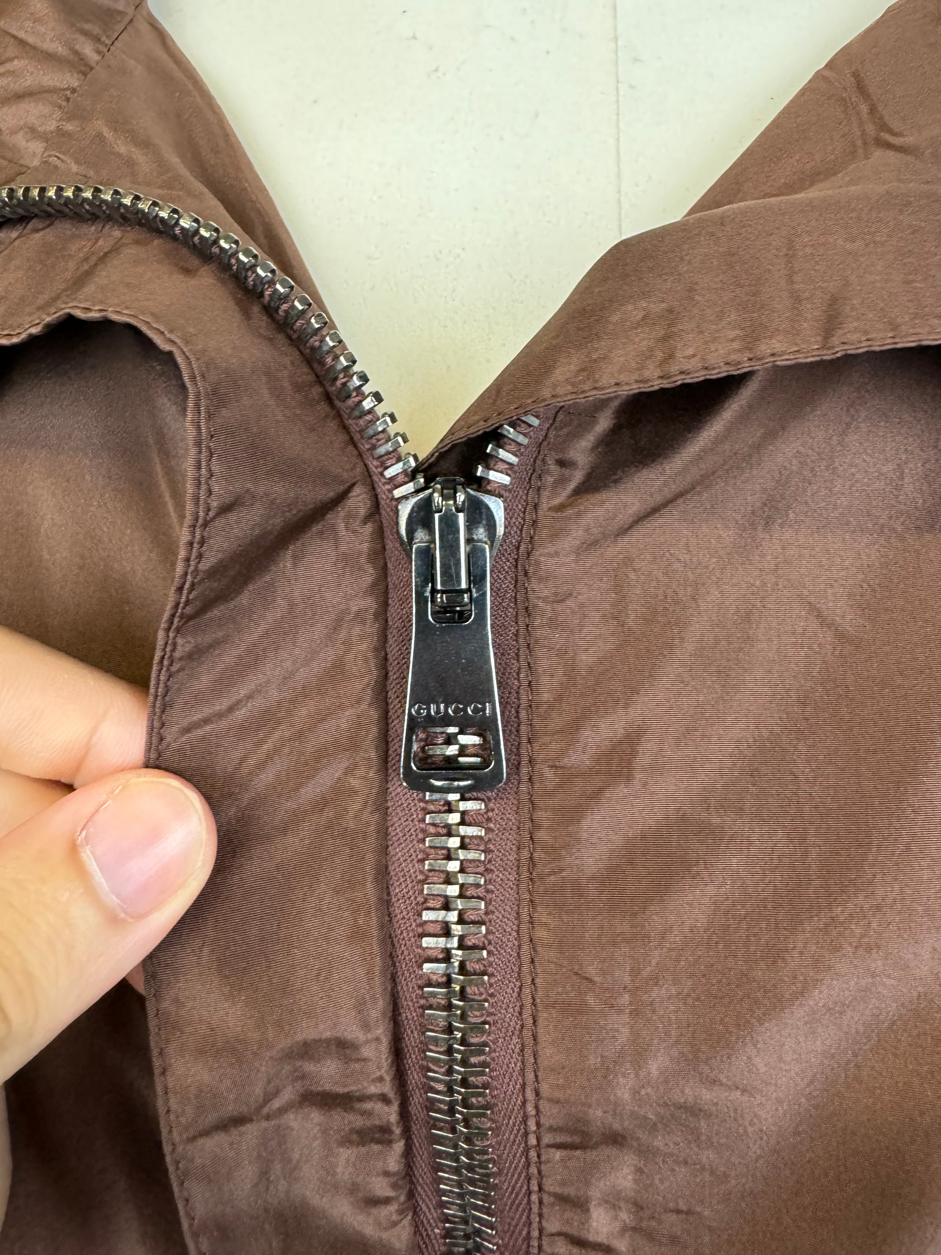ジャケット・アウター Gucci Tom Ford Era Silk Zip-Up Jacket F/W 2002 Gucci by Tom Ford Brown Silk Baggy Kimono Jacket
