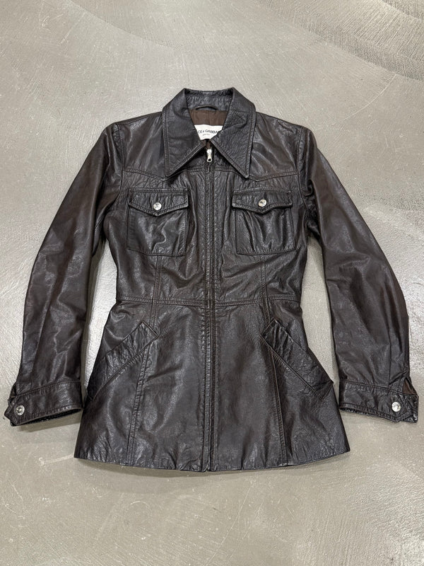 1990s Dolce & Gabbana leather belted coat
