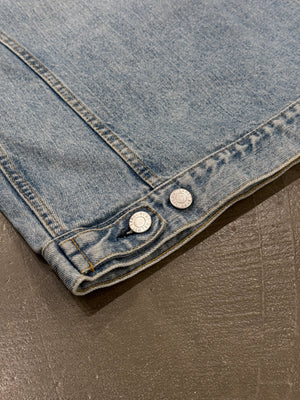 2000s Helmut Lang light wash raw edge denim vest