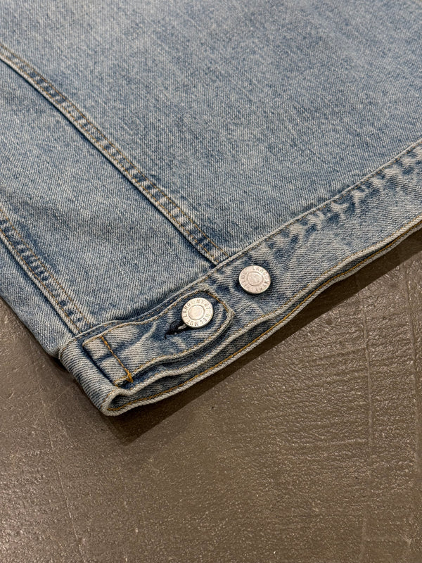 2000s Helmut Lang light wash raw edge denim vest