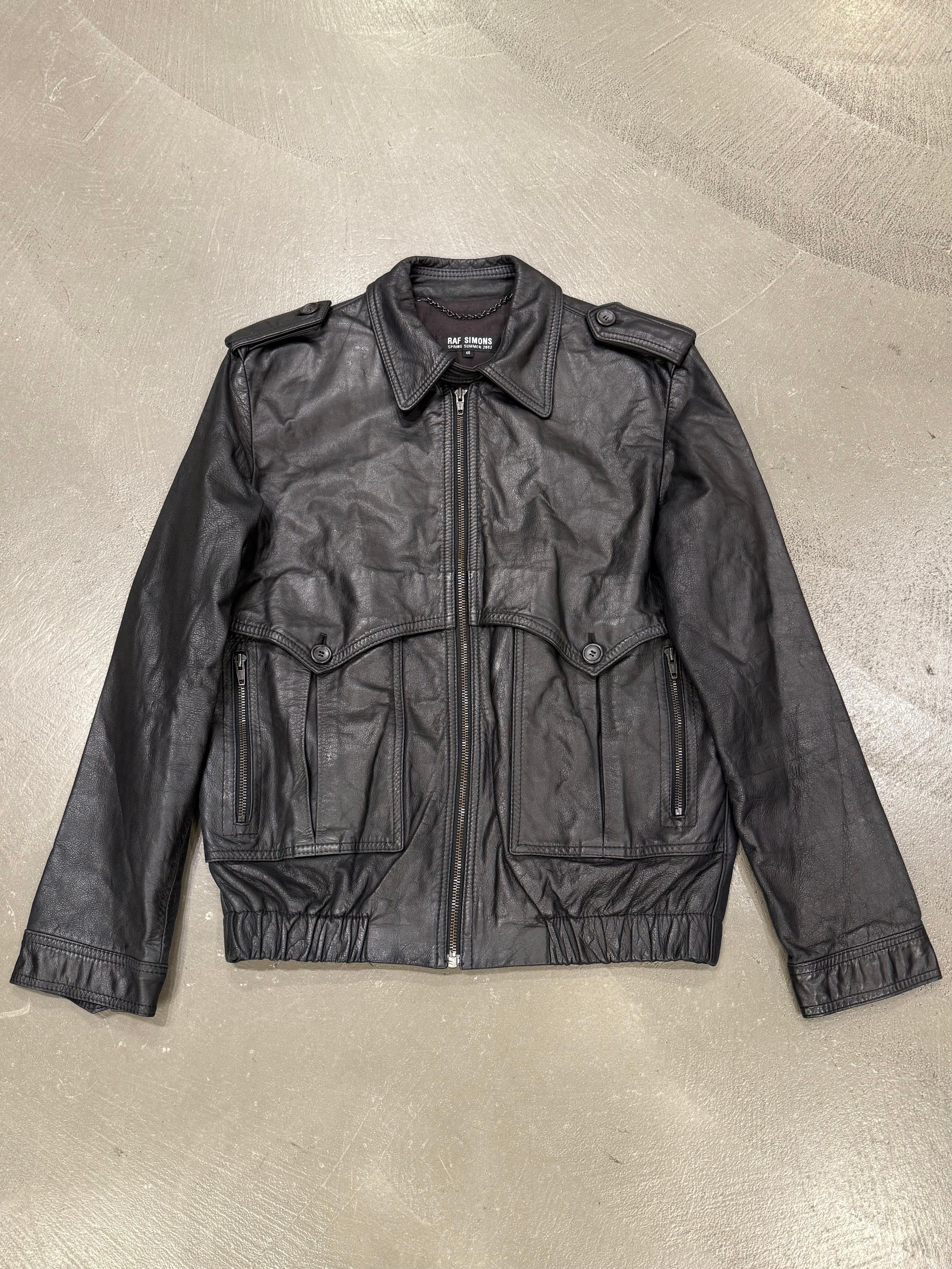 S/S2002 Raf Simons runway police cargo leather bomber jacket