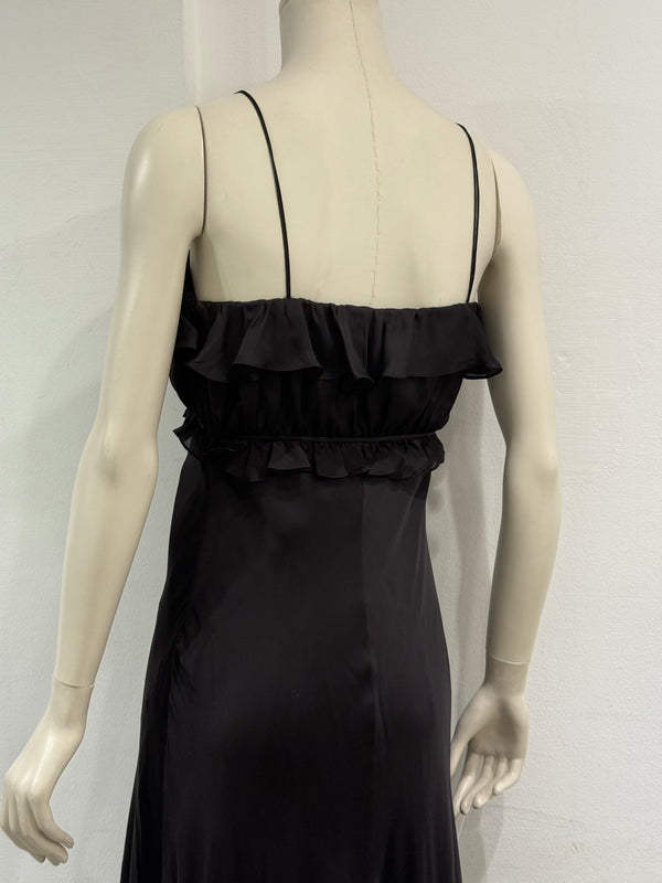 2000s Roberto Cavalli silk ruffled high-low evening dress