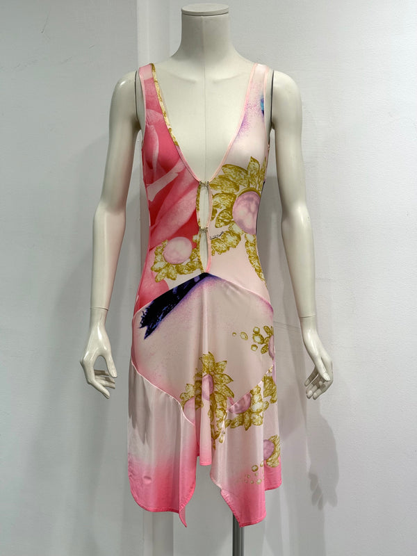 S/S 2001 Roberto Cavalli Elizabeth Taylor eye silk mini dress