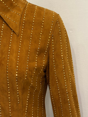 2001 Dolce & Gabbana studded embellished suede leather jacket