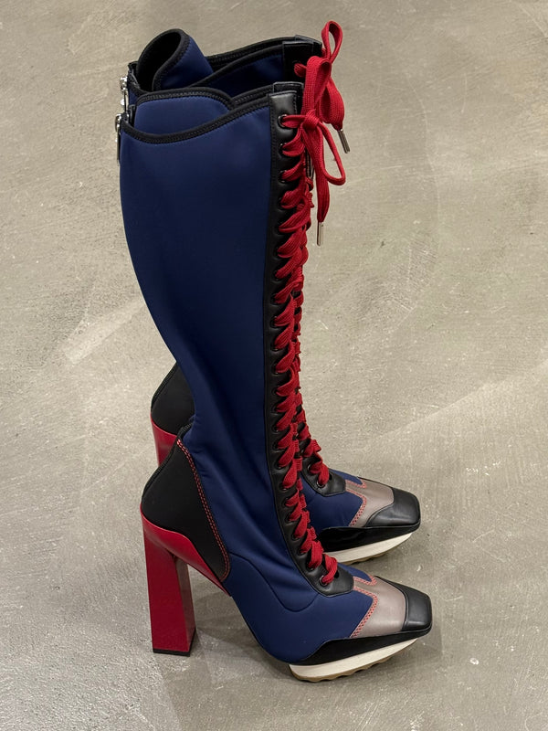 S/S2017 Versace iconic runway neoprene multi color high boots