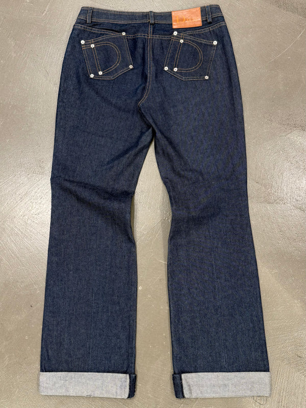 2000s Christian Dior by Galliano "D" back logo capri jeans