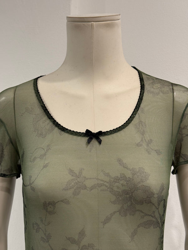 2000s Roberto Cavalli floral print mesh top