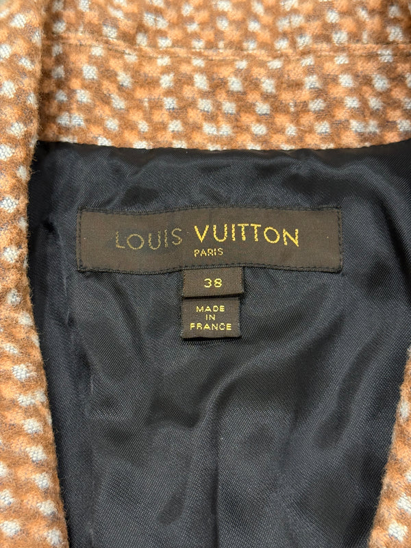 2000s Louis Vuitton by Marc Jacobs houndstooth blazer jacket with suede shoulders