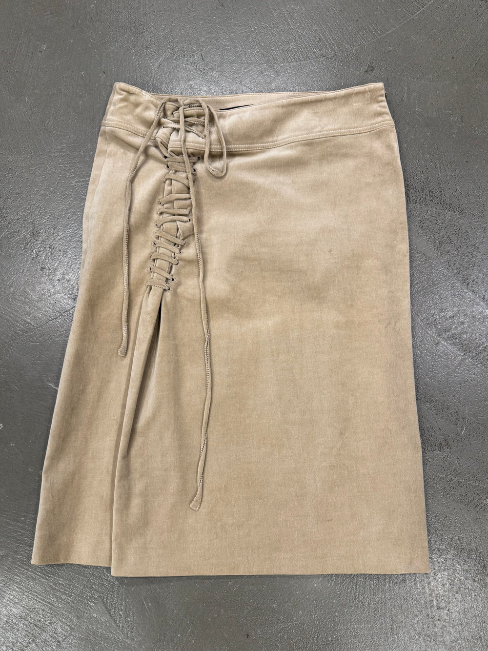 A/W2002 Gucci by Tom Ford velour lace-up midi skirt