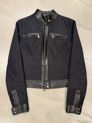 A/W2000 Gucci by Tom Ford monogram canvas jacket with leather trim