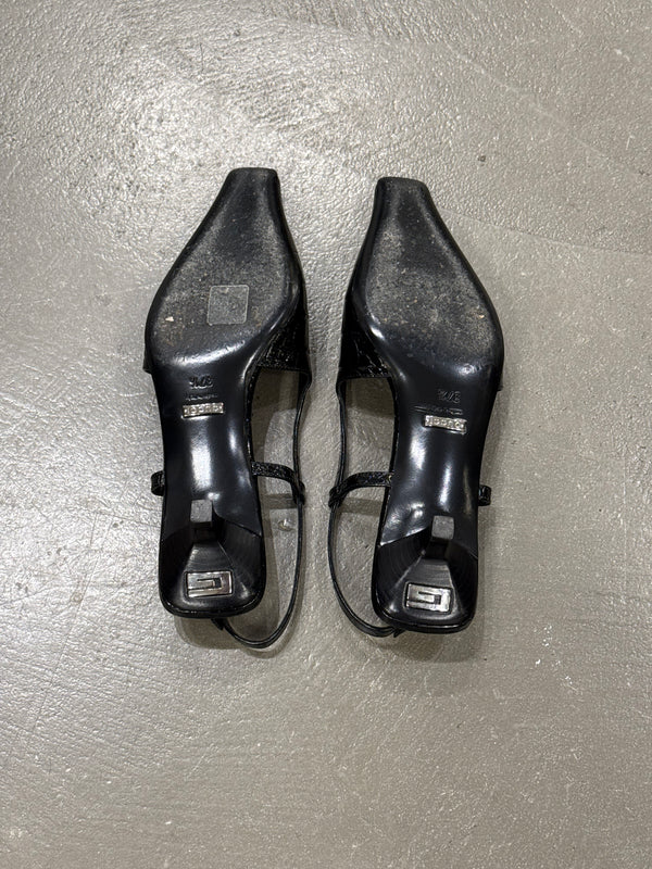 2000s Gucci embossed croc slingback heels