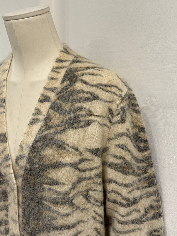 2015 Saint Laurent by Hedi Slimane tiger mohair knit cardigan