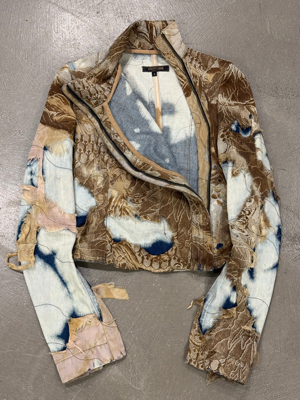 A/W2001 Roberto Cavalli “phoenix” double layer destroyed runway denim jacket