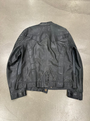 2000s Roberto Cavalli paneled leather jacket