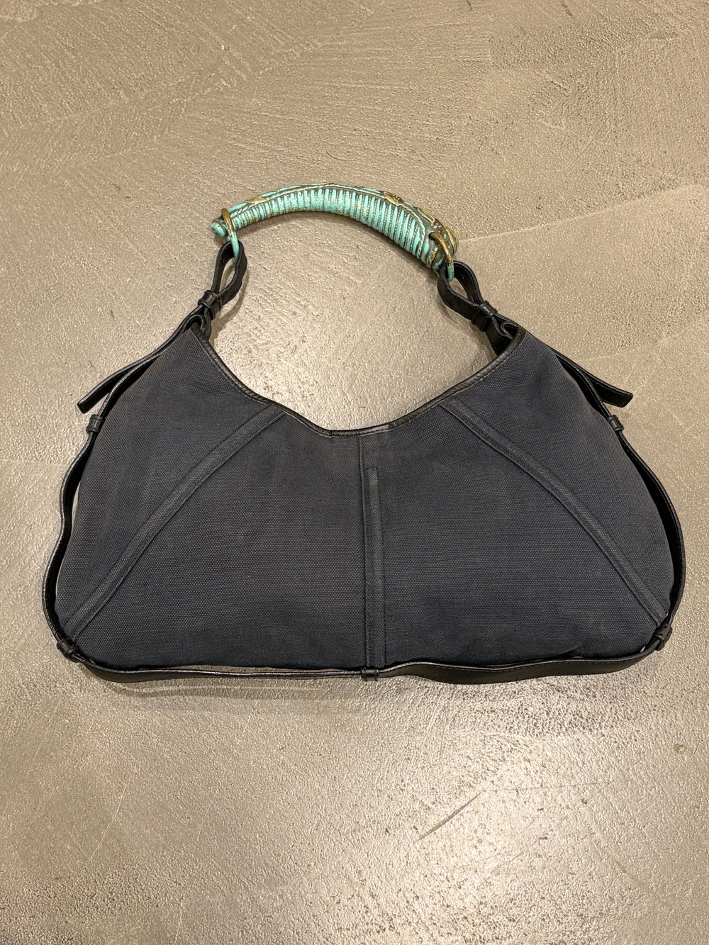 2002 Yves Saint Laurent by Tom Ford Mombasa blue canvas bag