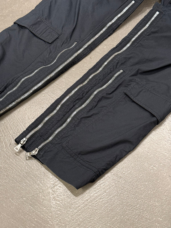 2000s Prada lace up multi-zip nylon astro cargo pants