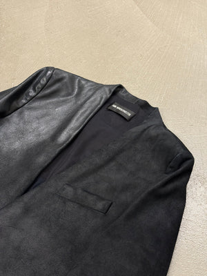 2020s Ann Demeulemeester sample collarless leather blazer